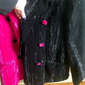 Hot Pink & Black Crushed Velvet Blazer